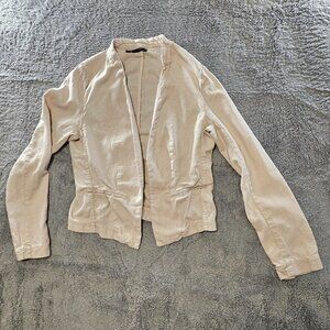 Women's Maurices Size Large Open Front Top Shirt Blouse Beige Long Sleeved